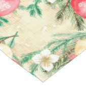 Rode kerstballen Goud Stripes Witte Bloemen Tafelkleed (Gekanteld)