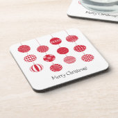 Rode kerstballen Hard Onderzetter van plastic (Linkerzijde)