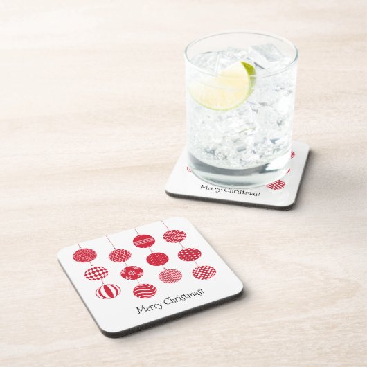 Rode kerstballen Hard Onderzetter van plastic (Rechterzijde)