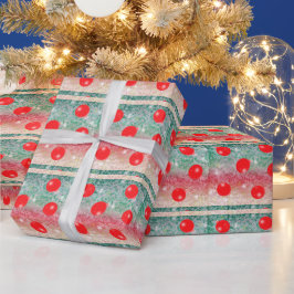 Rode kerstballen inpakpapier