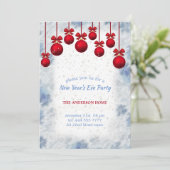 Rode kerstballen kaart (Staand voorkant)