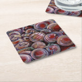 Rode kerstballen kartonnen onderzetters (Schuin)