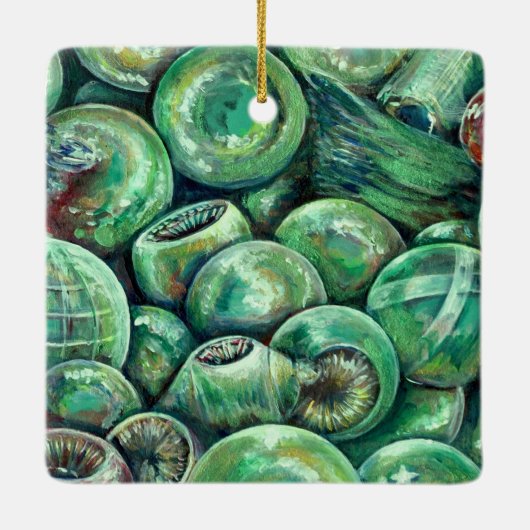 Rode kerstballen keramisch ornament (Achterkant)