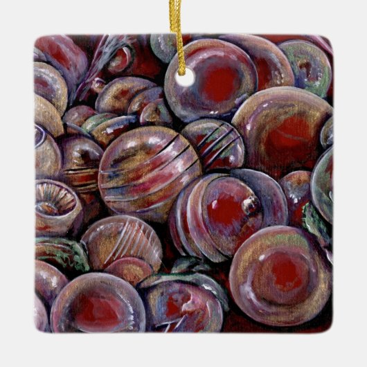 Rode kerstballen keramisch ornament (Voorkant)