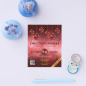 Rode Kerstballen - Kerstmarkt Flyer (Enkel)