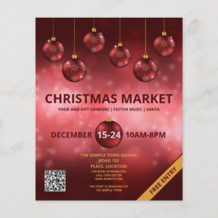Rode Kerstballen - Kerstmarkt Flyer