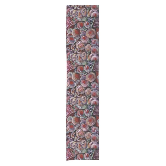 Rode kerstballen korte tafelloper (Voorkant)