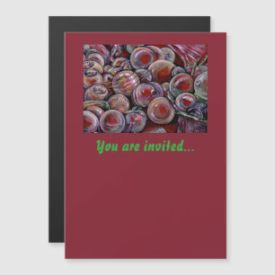 Rode kerstballen magnetische uitnodiging