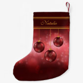 Rode Kerstballen met Aangepaste Naam Kleine Kerstsok (Achterkant)