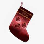 Rode Kerstballen met Aangepaste Naam Kleine Kerstsok (Voorkant (Hangend))