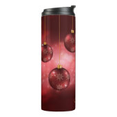 Rode Kerstballen met Aangepaste Naam Thermosbeker (Gedraaid links)