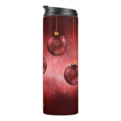 Rode Kerstballen met Aangepaste Naam Thermosbeker (Geroteerd rechts)
