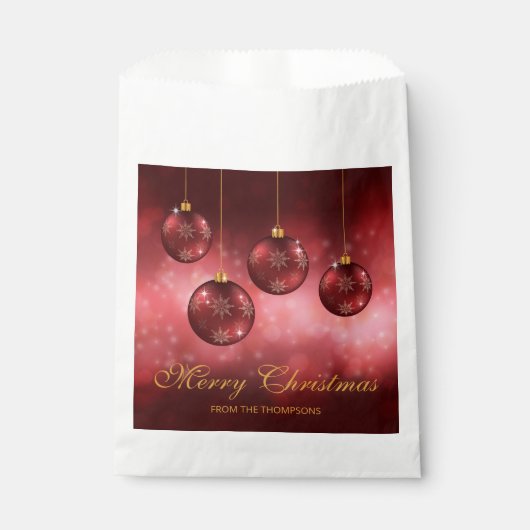 Rode Kerstballen met Aangepaste Tekst Bedankzakje (Voorkant)