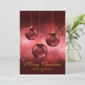 Rode Kerstballen met Aangepaste Tekst Feestdagenkaart (Staand voorkant)