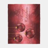 Rode Kerstballen met Aangepaste Tekst Fleece Deken (Voorkant)