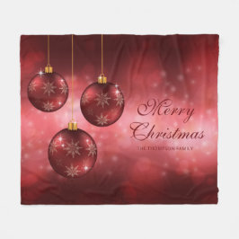 Rode Kerstballen met Aangepaste Tekst Fleece Deken