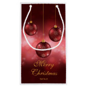 Rode Kerstballen met Aangepaste Tekst Klein Cadeauzakje (Achterkant)
