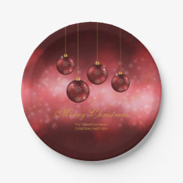 Rode Kerstballen met Aangepaste Tekst Papieren Bordje