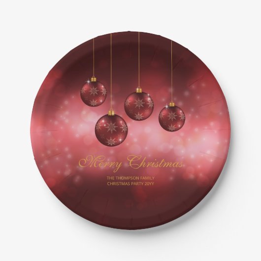 Rode Kerstballen met Aangepaste Tekst Papieren Bordje (Voorkant)