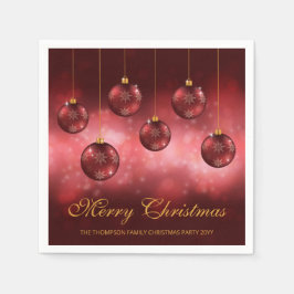 Rode Kerstballen met Aangepaste Tekst Servet