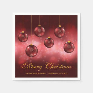 Rode Kerstballen met Aangepaste Tekst Servet