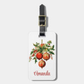 Rode kerstballen met Holly Festive Bagagelabel (Voorkant verticaal)