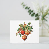 Rode kerstballen met Holly Festive Briefkaart (Staand voorkant)