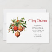 Rode kerstballen met Holly Festive Feestdagenkaart (Voorkant)