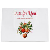 Rode kerstballen met Holly Festive Groot Cadeauzakje (Voorkant)