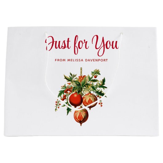 Rode kerstballen met Holly Festive Groot Cadeauzakje (Voorkant)