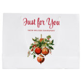 Rode kerstballen met Holly Festive Groot Cadeauzakje (Achterkant)