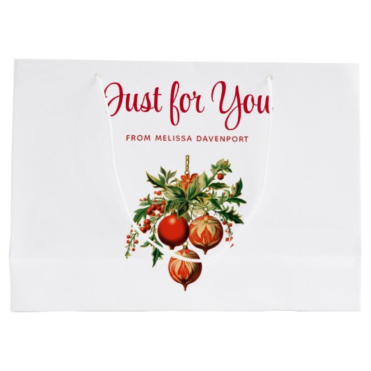 Rode kerstballen met Holly Festive Groot Cadeauzakje (Achterkant)