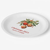 Rode kerstballen met Holly Festive Papieren Bordje (Gekanteld)