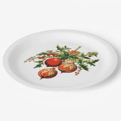 Rode kerstballen met Holly Festive Papieren Bordje (Gekanteld)