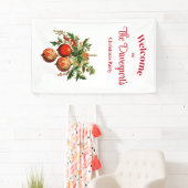 Rode kerstballen met Holly Festive Spandoek (Insitu)