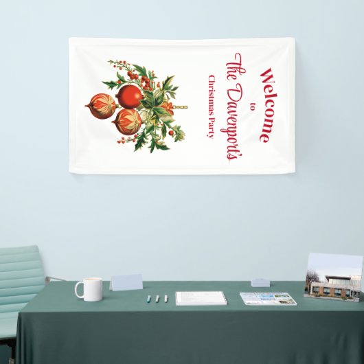 Rode kerstballen met Holly Festive Spandoek (Beurs)