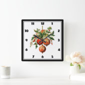 Rode kerstballen met Holly Festive Vierkante Klok (Huis)