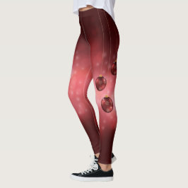 Rode Kerstballen op een rode bokeh achtergrond Leggings