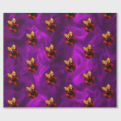 Rode kerstballen op Paarse kerstdagen Cadeaupapier (Vlak)