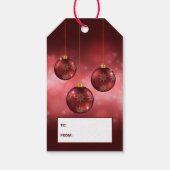 Rode Kerstballen op Rode Bokeh Cadeaulabel (Achterkant)