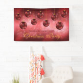 Rode Kerstballen Op Rode Bokeh - Kerstfeest Spandoek (Insitu)