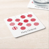 Rode Kerstballen Papier Onderzetter (Schuin)