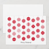 Rode Kerstballen Platte Wenskaart Feestdagenkaart (Voorkant / Achterkant)