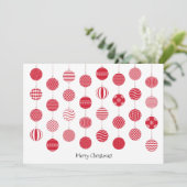 Rode Kerstballen Platte Wenskaart Feestdagenkaart (Staand voorkant)
