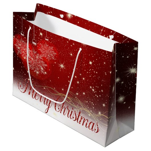 Rode Kerstballen, Prettig Kerstfeest Groot Cadeauzakje (Voorkant Gekanteld)