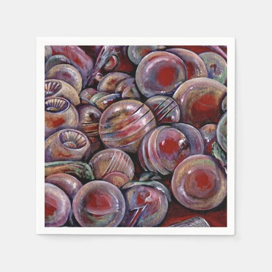 Rode kerstballen servetten (Voorkant)