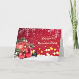 Rode kerstballen, sparrentakken Duitse kerst Feestdagen Kaart