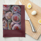 Rode kerstballen theedoek (Quarter Fold)
