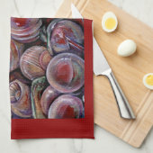 Rode kerstballen theedoek (Quarter Fold)