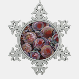 Rode kerstballen tin sneeuwvlok ornament